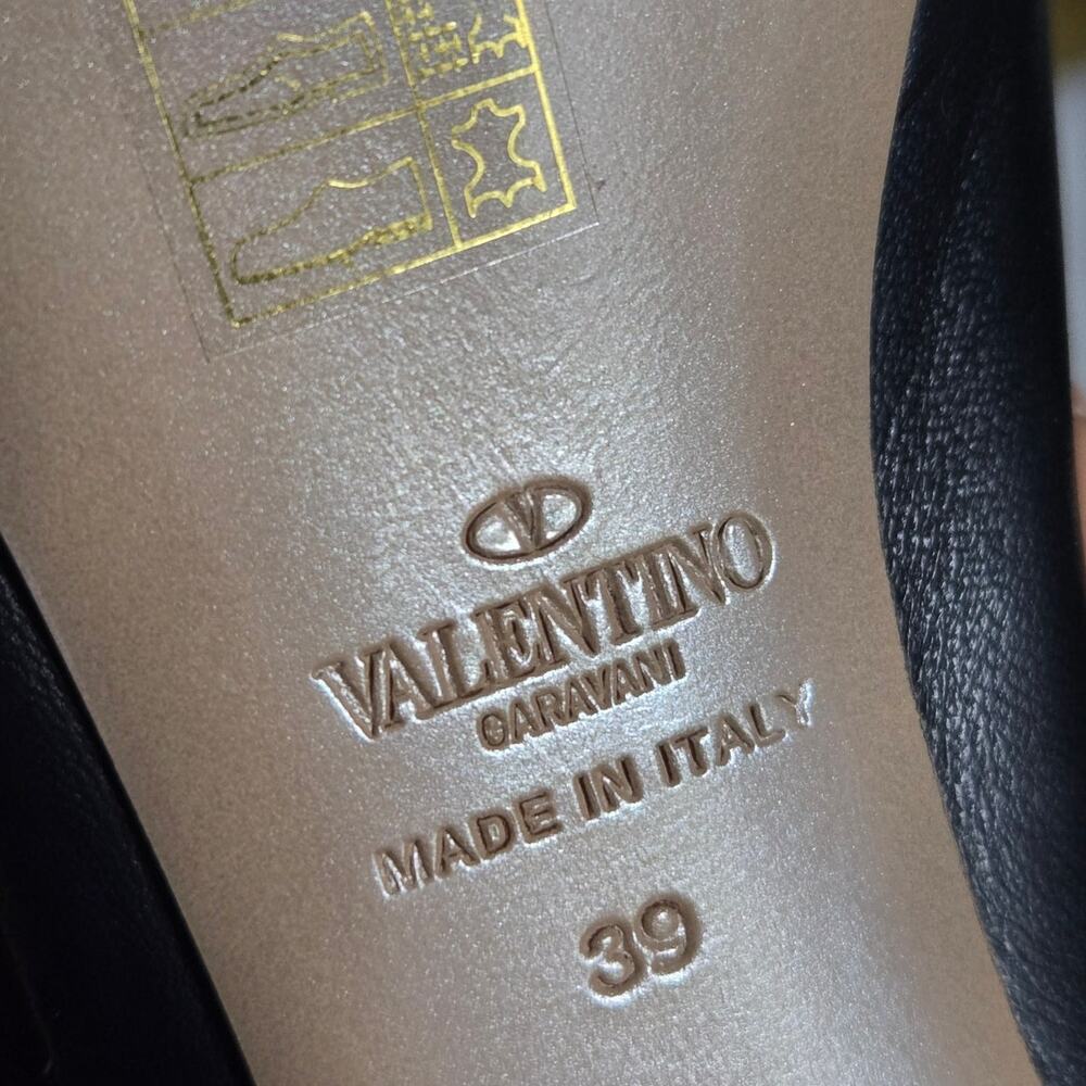 Valentino Garavani Black Leather Crystal Lace Peep Toe Heeled Booties IT 39 US 9 - Picture 6 of 7